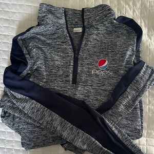 Pepsi Navy and Gray Zip-Up Top